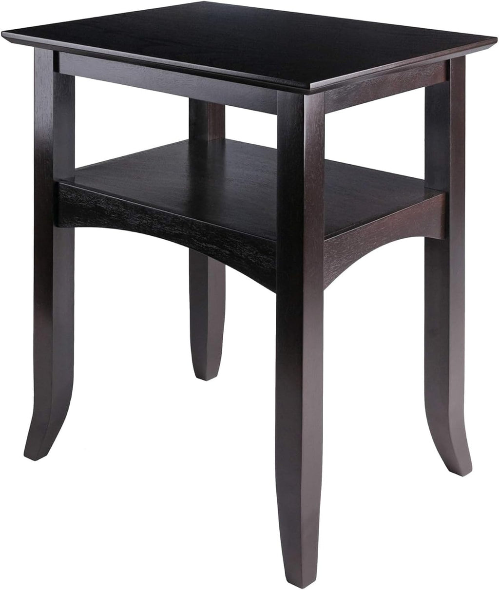 Camden Solid Wood End Table with Lower Shelf, Traditional Side Table for Living Room or Bedroom, Rich Coffee Finish