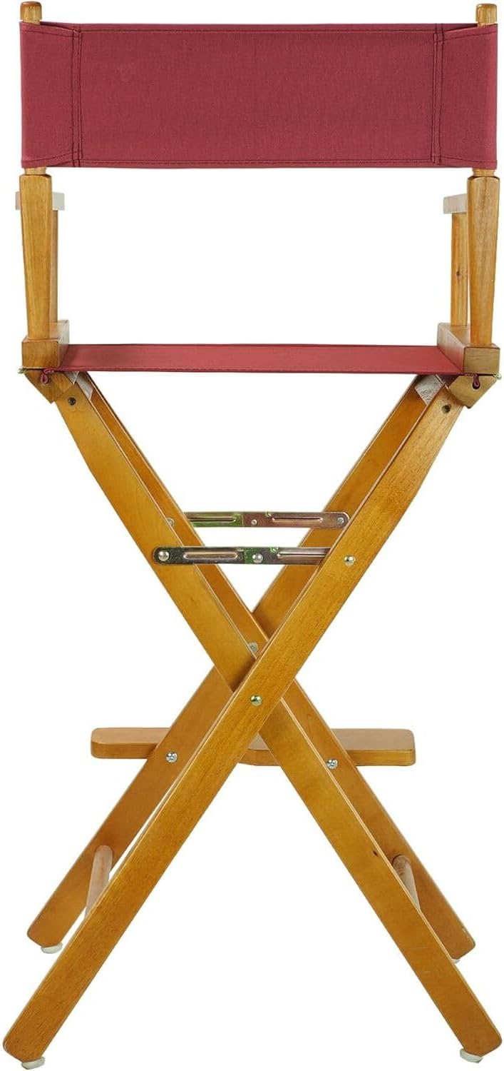 HomeStock Director's Chair with Built-in Armrests and Foldable Design for Easy Storage, Lightweight Durable Frame Perfect for Indoor or Outdoor Seating Burgundy/30-Inch Honey Oak Frame