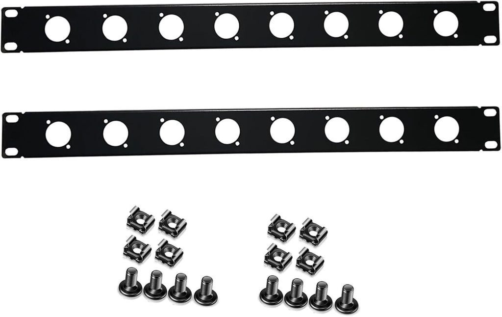 XLR HDMI Audio Rack Mount Panel, 1U D-Series Punched Metal HDMI Rack Mount Connectors for 19" Enclosure Server Computer Equipment Studio (8 Port, 1U)
