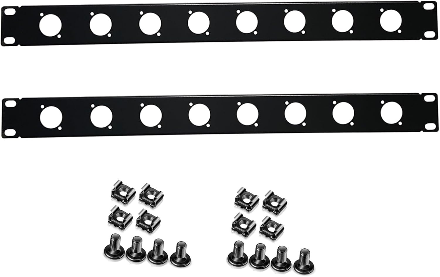 XLR HDMI Audio Rack Mount Panel, 1U D-Series Punched Metal HDMI Rack Mount Connectors for 19" Enclosure Server Computer Equipment Studio (8 Port, 1U)