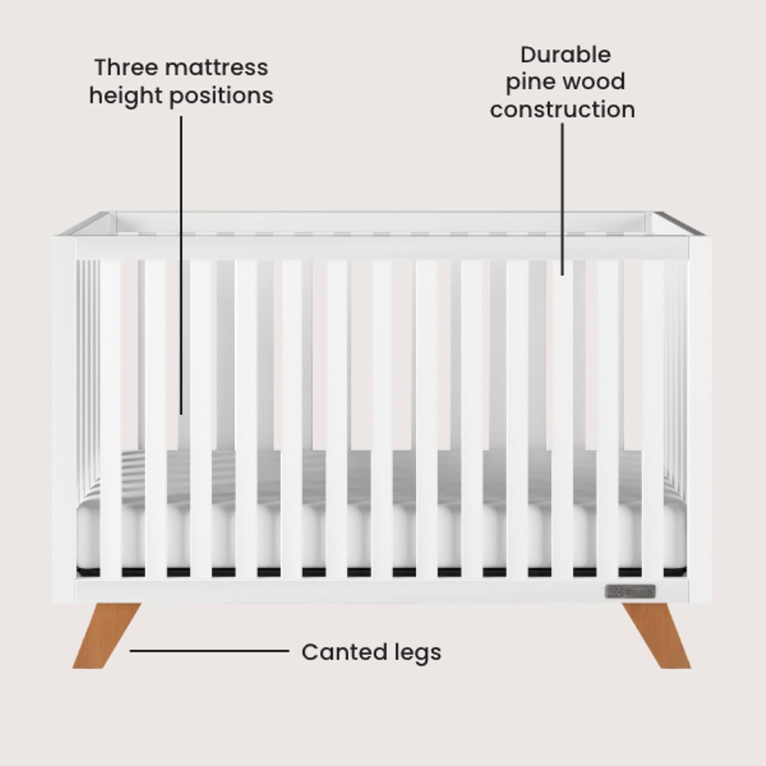 Child Craft SOHO Crib, 3-Drawer Dresser Nursery Set, Chest, 3-Piece, Includes 4-in-1 Convertible Crib, Dresser, Chest (White/Natural)