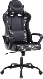 BestOffice PC Gaming Chair Office Chair Desk Chair with Lumbar Support Arms Headrest High Back PU Leather Racing Chair Rolling Swivel Executive Computer Chair for Women Adults Girls, Camo