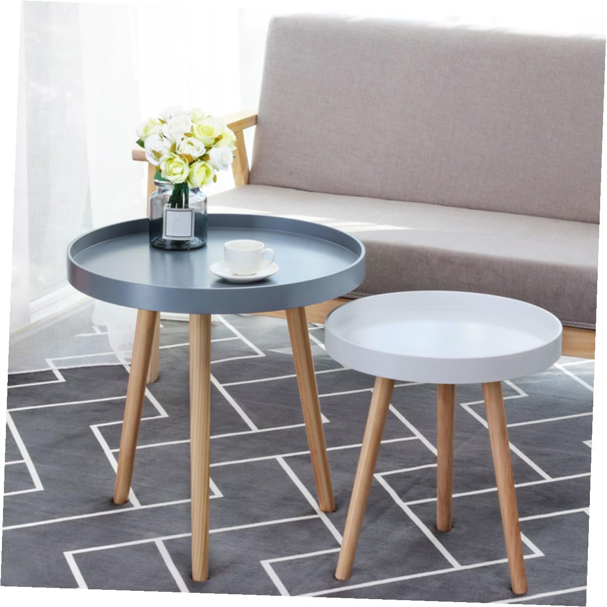 Nordic Small Round Coffee Table White Modern Mini Sofa Side End Table Bedside Accent Furniture for Living Room