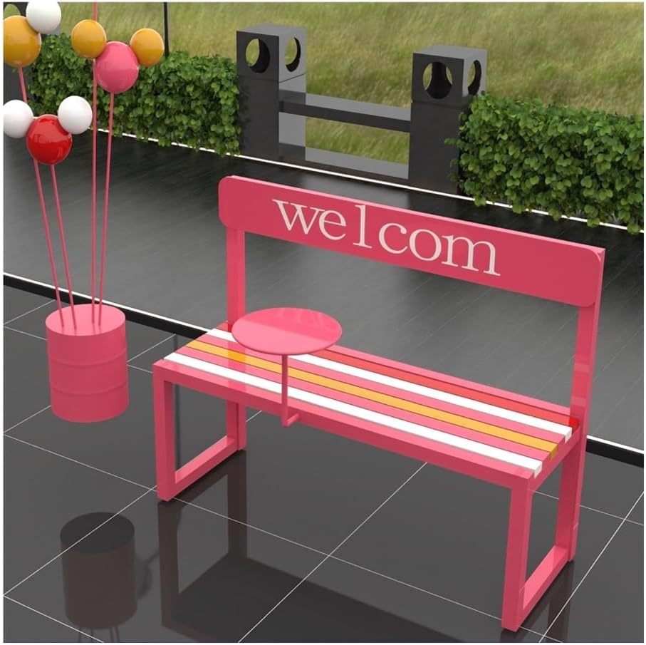 Outdoor Bench, Rainbow Park Benches Outdoor Seating for Gym Mall Cafe Garden Bench(Red)