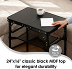 Folding TV Trays Foldable Dinner Tray Table Adjustable Height Food Snack Eating Couch Side Table Sturdy Aluminum Portable Sofa Tray End Table for Outdoor Indoor Camp Pinic Bed Couch Living Room(Black)