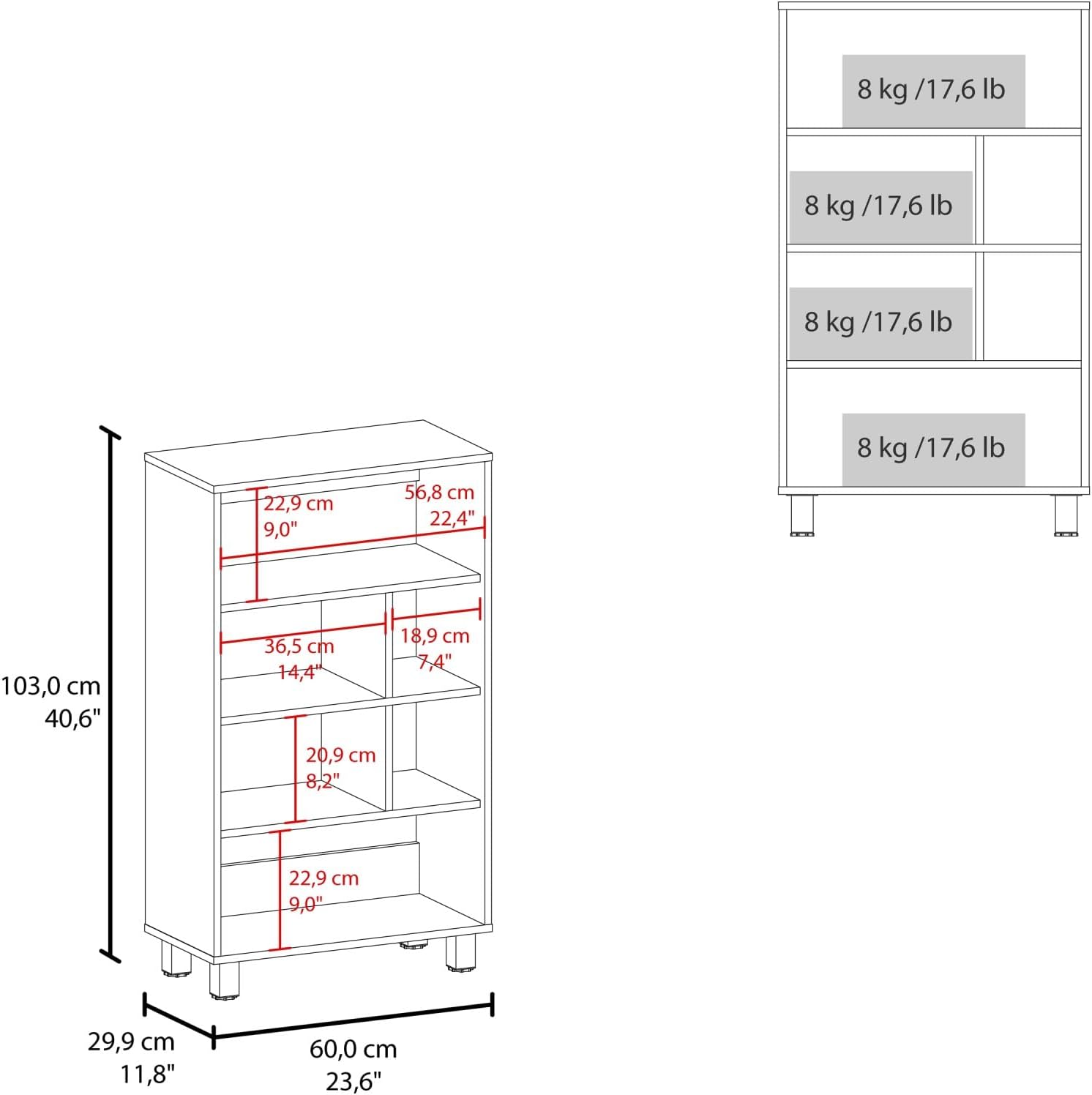 Bookcase Cabinet with Six Shelves, Narrow Pantry Sideboard Locker for Living Room Kitchen,for Kitchen Home