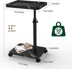 Adjustable C Shaped Side Table, C Table End Table with Wheels for Sofa, 360° Swivel Sofa Table for Livingroom,Bedroom,Study and Small Spaces (Marble Black White)