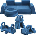 Kids Play Couch 13PCS, Modular Floor Sofa Couch, Playroom Play Cushion Set for Boys and Girls, Convertible Foam Play Couch (Dark Blue)