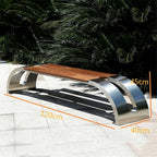 Garden Zigzag Stainless Steel Wooden Seat Plate Outdoor Bench Patio Seat(Small)