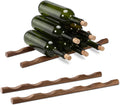 Barydat 4 Pcs Wood Wine Rack Compact Wine Bottle Holder Tabletop Vino Stand Display Rack Countertop Bottle Storage Shelf Organizer for Cabinet Kitchen Bar Pantry Basement Decor(5 Grooves,Brown)
