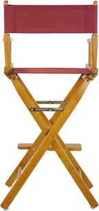 HomeStock Director's Chair with Built-in Armrests and Foldable Design for Easy Storage, Lightweight Durable Frame Perfect for Indoor or Outdoor Seating Burgundy/30-Inch Honey Oak Frame