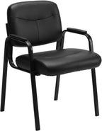 OLIXIS Office Waiting Room Chairs Set of 4, Leather Desk Reception Guest Stationary Side Chair with Padded Arms for Home Conference Meeting Lobby Area Medical Clinic Church