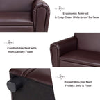 MAT EXPERT Kids Couch, 2 in 1 Double Seat Kids Sofa with PU Leather Surface, Under Seat Storage, Armrest Chair Lounge for Preschool Toddlers Boys Girls Gifts