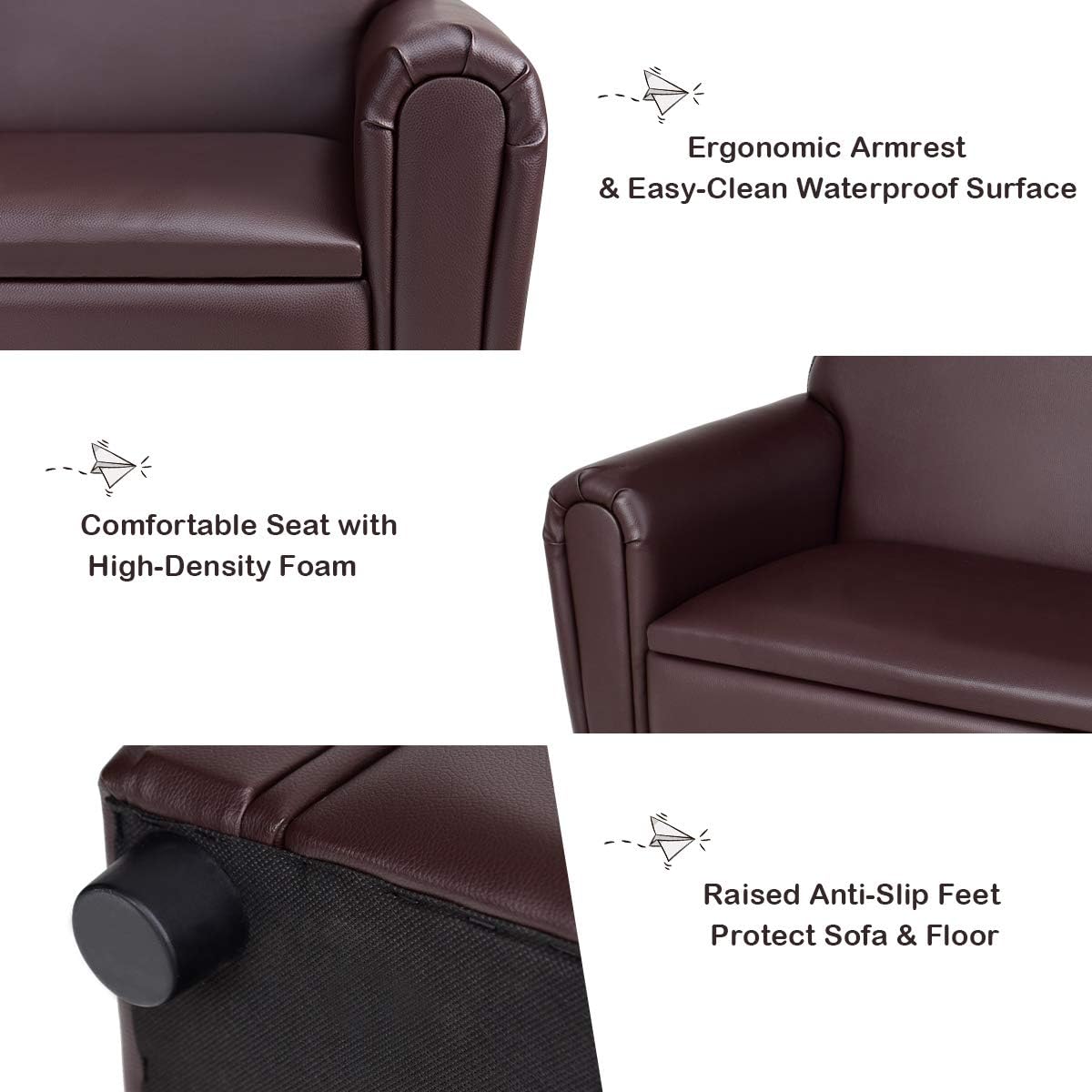 MAT EXPERT Kids Couch, 2 in 1 Double Seat Kids Sofa with PU Leather Surface, Under Seat Storage, Armrest Chair Lounge for Preschool Toddlers Boys Girls Gifts