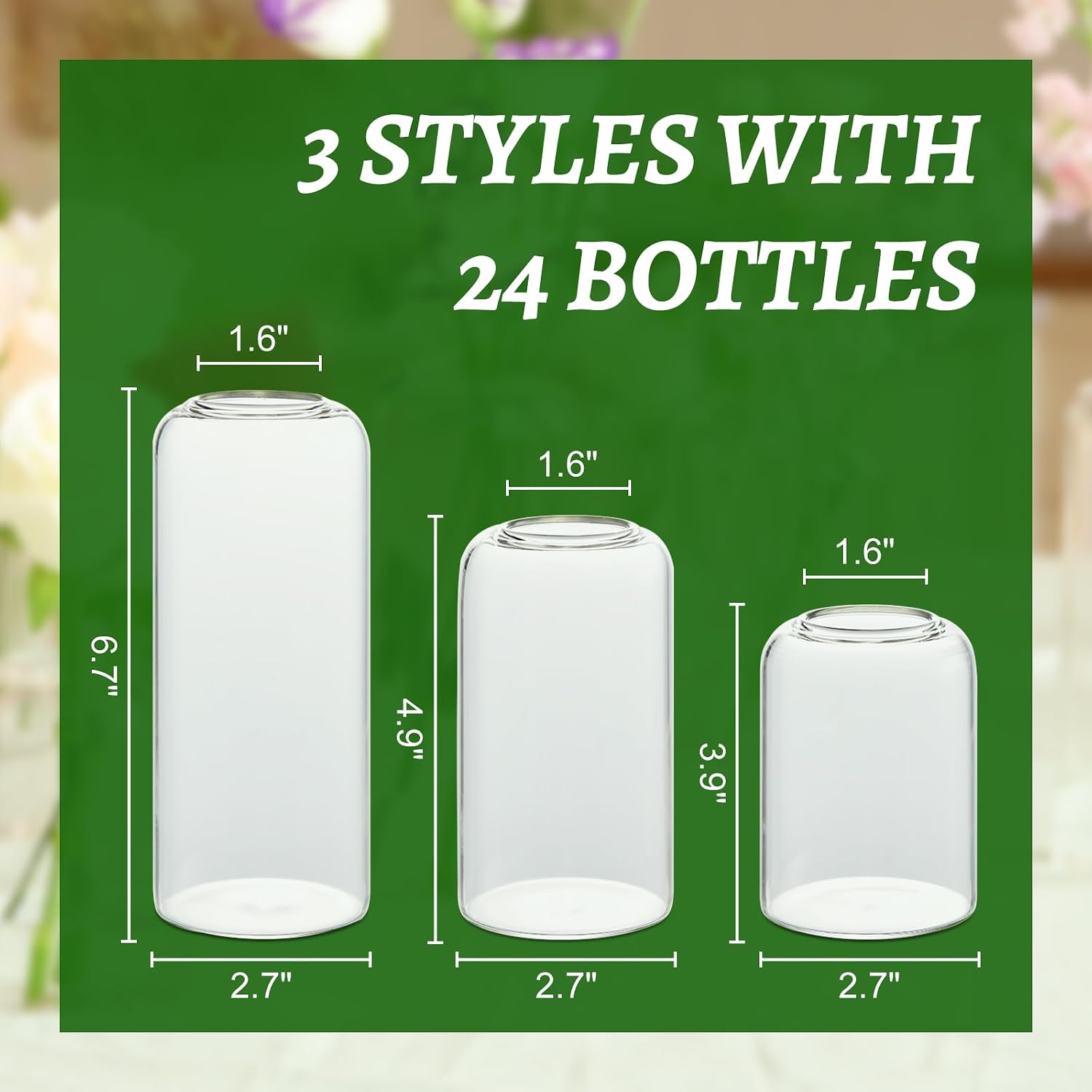 Glass Bud Vases Set of 24, Clear Flower Vase for Centerpieces, Small Vases for Flowers, Decor Centerpiece for Bathroom, Decorative Vases for House Warming