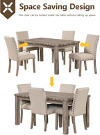 Morden Fort Farmhouse Dining Set for 4, 60" Rectangular Wooden Table & 4 Upholstered Chairs with Nailhead Accents, 5-Piece Kitchen Table Set for Dining Room, Breakfast Nook, Antique Rustic