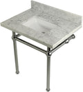 Kingston Brass KVPB3030MBSQ1 Templeton 30" x 22" Carrara Marble Vanity Top with Brass Console Legs, Carrara Marble/Polished Chrome