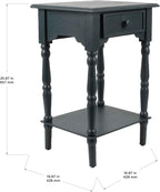 Decor Therapy Jane Nightstand Side Table with a Drawer, Shelf, Traditional Design, Navy 17" D x 14" W x 26" H