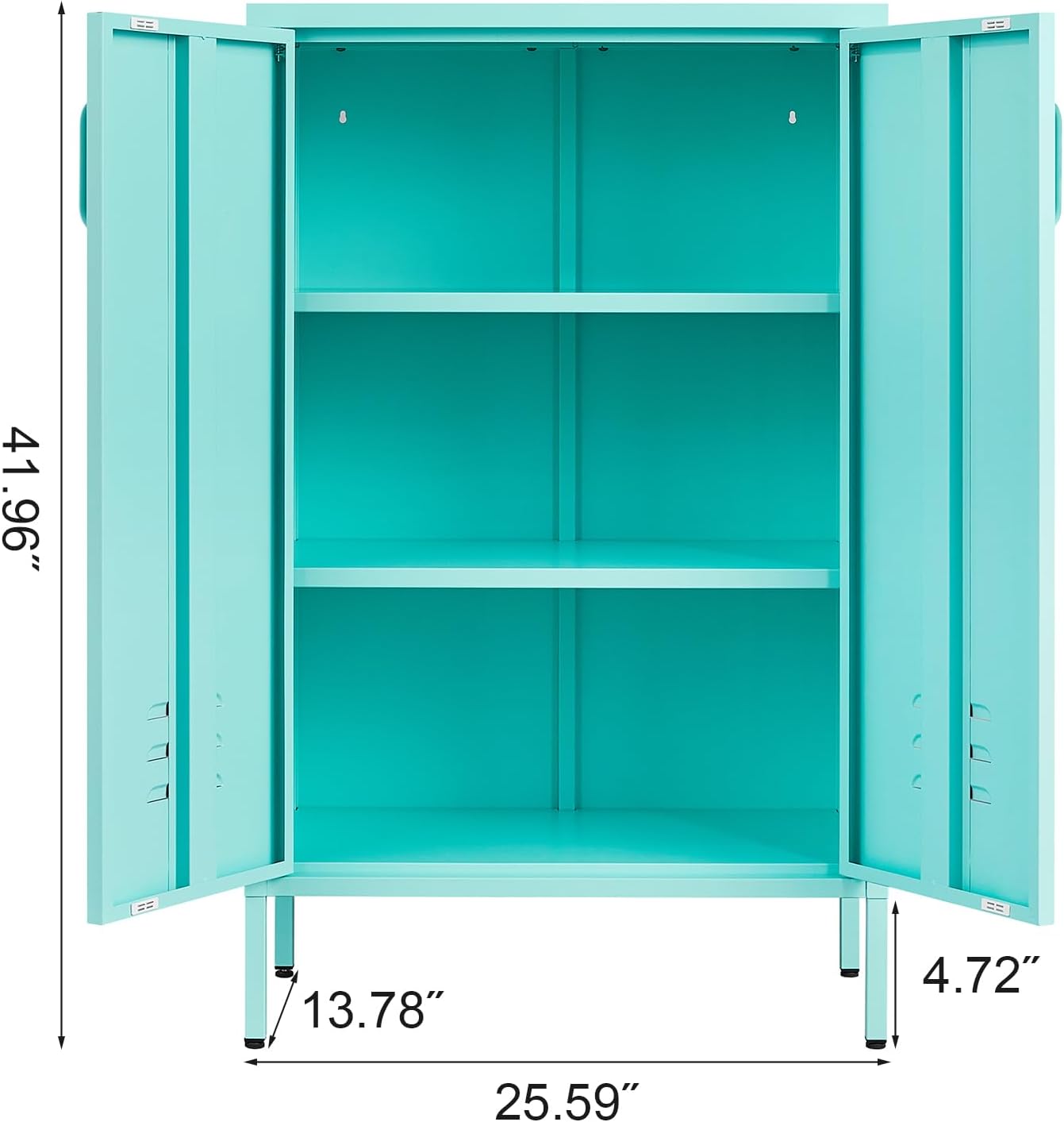 IRONFFICE Metal Accent Cabinet, Steel Cabinet Organizers and Storage, Metal Cabinet with Adjustable Shelves, 2 Doors Storage Cabinet for Hallway, Office, Blue