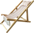 Children’s Vintage Sun Lounger Sling Chair | Wooden Frame with Canvas Fabric | Outdoor Folding Deck Chair for Kids Ages 5+ | Portable & Lightweight for Backyard, Poolside, or Beach (Rope)