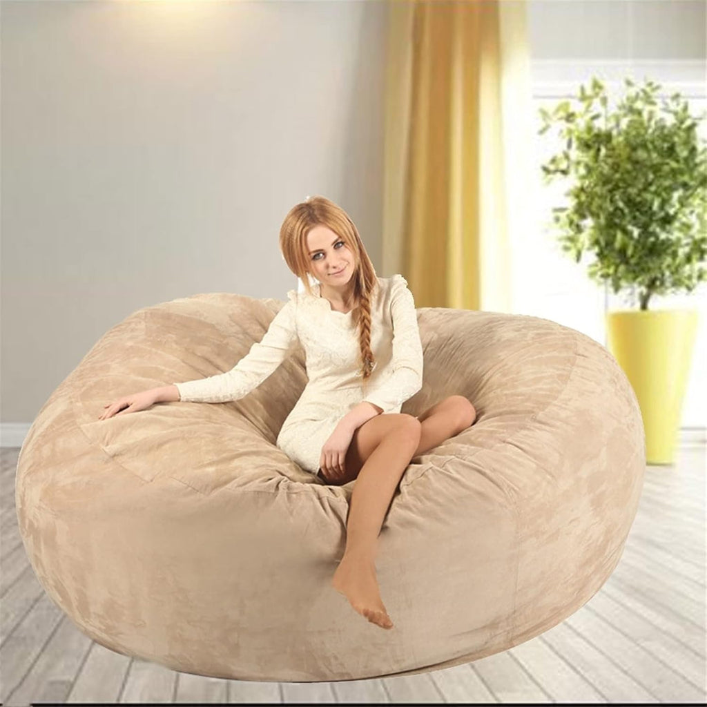 Bean Bag Chair Cover(no Filler),Adults Luxurious Giant 6/7/8ft Huge Bean Bag Chair for Organizing Children Plush Toys or Memory Foam (Color : Light Blue, Size : 8ft)