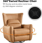 HAOMARKETS Electric Swivel Rocker Recliner Chair Set of 2, Power Faux Leather Glider Rocking Recliners for Adults, 270° Swivel Nursery Reclining Sofa with Overstuffed Backrest，Brown