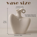 Ceramic Vase, Human Body Vase for Home Decor, Modern Minimalist Boho White Vase for Living Rooms, Bedrooms, Shelves, Dining Tables, Bathrooms, and Offices (White)