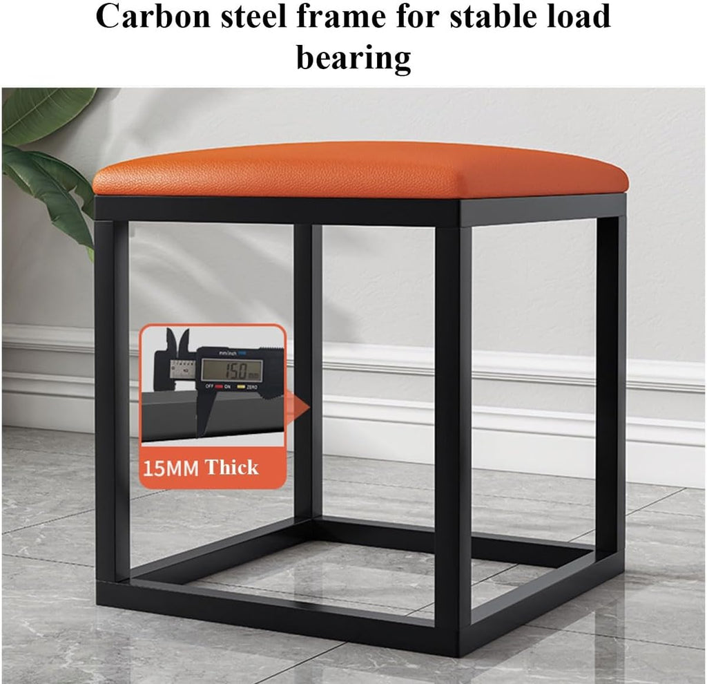 YCKEGEW Dining Chair Stools 5 in 1 Nesting Cube Stool Ottoman with Swivel Casters,17.7 * 17.7in Leather Padded Seating Stacking Stool Footrest for Counch(Orange)