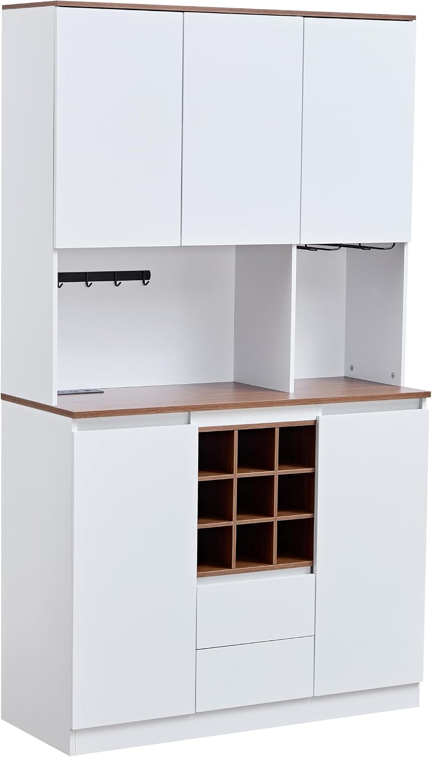 69" Kitchen Pantry Cabinet with Storage,Buffet Sideboard for Coffee Maker & Toaster, Liquor Storage Cabinet for Snacks,Spices & Wine,Fits for Kitchen Dining Room & Coffee Bar,White