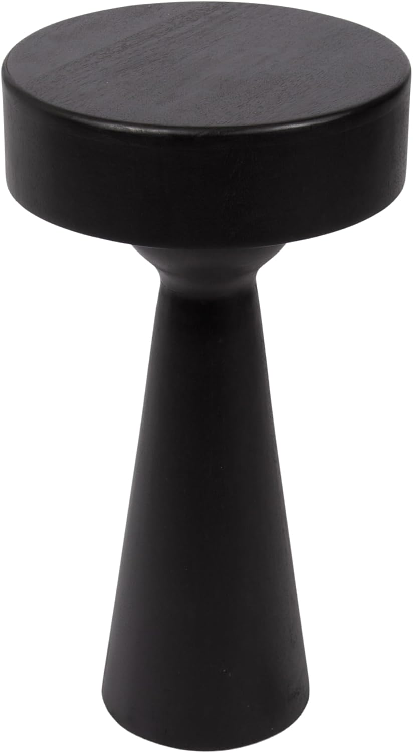 Kate and Laurel Solbrett Modern Sophisticated Round Side Table, 12 x 12 x 22, Black, Sculptural Living Room End Table with Unique Pedestal Table Design for Use as Bedroom Nightstand