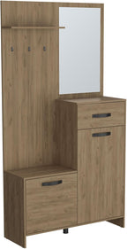 Farmhouse Tall Mirrored Cabinet with Hangers, Console Table for Entryway Living Room,for Kitchen Home