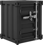 Side Table, Industrial Style Container Cabinet with Metal Combination Lock and 4 Metal Feet, Iron Bedside Table for Bedroom, Living Room, Black