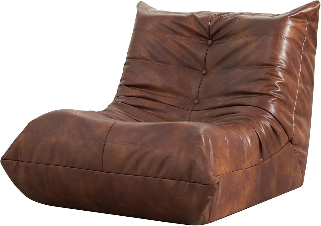 Hobestluk Bean Bag Chair for Teens Toddler Bean Bag Chair with Memory Foam Filler Leather Beanbag with Spacious Design Bean Bag Couch for Reading Gaming Relaxing (Brown, Medium)
