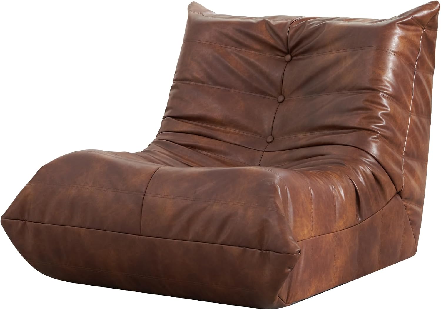 Hobestluk Bean Bag Chair for Teens Toddler Bean Bag Chair with Memory Foam Filler Leather Beanbag with Spacious Design Bean Bag Couch for Reading Gaming Relaxing (Brown, Medium)