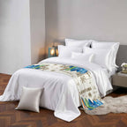 Summer Surfing Bed Runner for King Size Bed, 102"x20" Surfboard Beach Palm Trees Wood Grain Retro Luxury Bed Runners & Scarves Decorative Bedding Scarf Protector Slipcover for Home Hotel