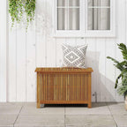 Solid Acacia Wood Storage Box 35.4x19.7x22.8 Inches, Outdoor Patio Storage Bench with Waterproof Bag, Rustic Wooden Box for Cushions, Pillows, and Garden Tools