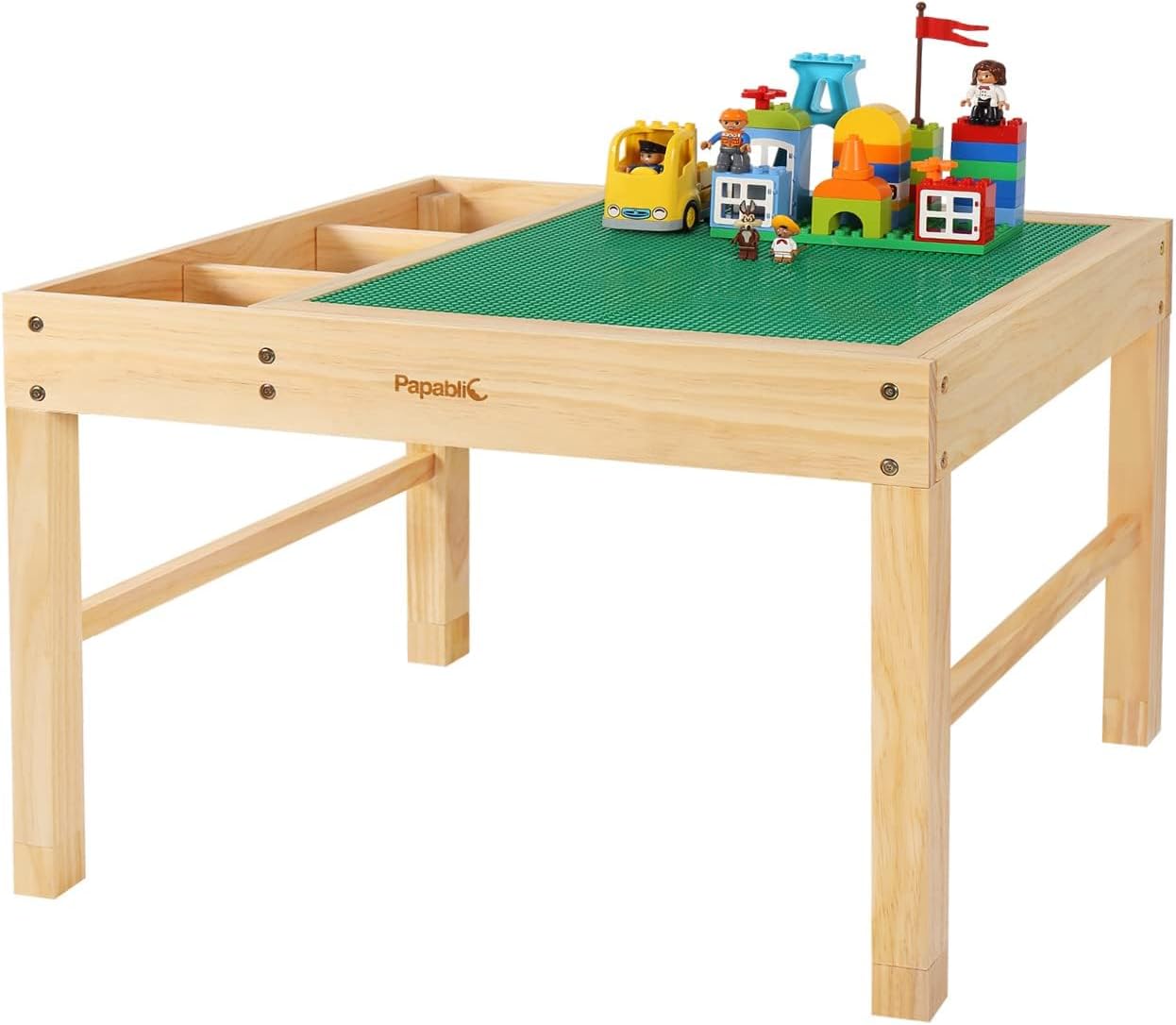 Papablic 2 in 1 Kid Activity Table with Large Storage for Older Kids Compatible with Lego Building Block for Boys Girls Birthday Day Gift