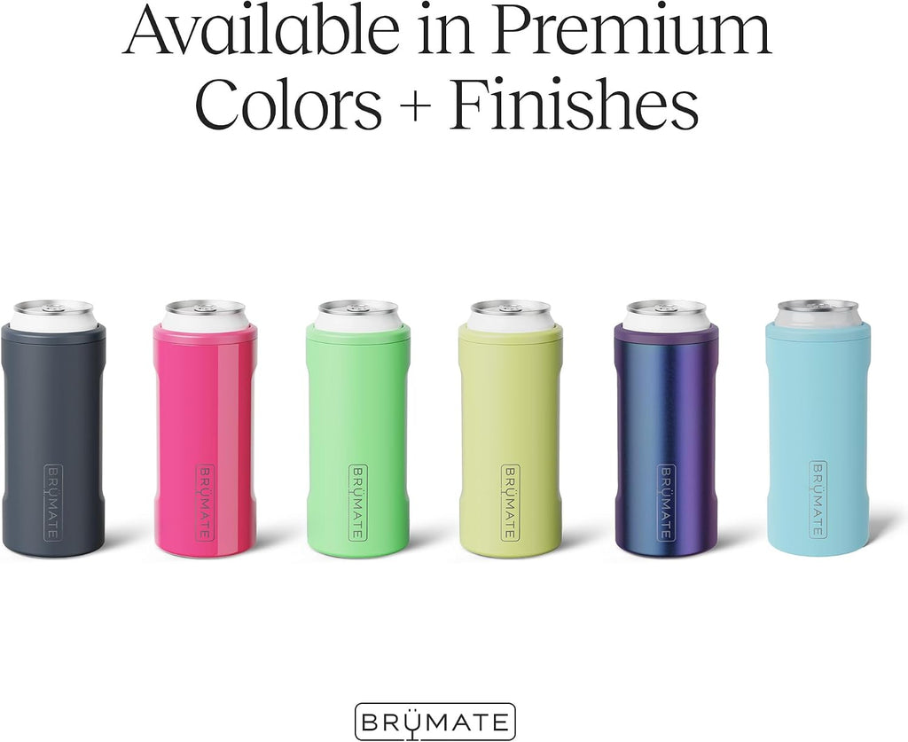 BrüMate Hopsulator Slim Can Cooler Insulated for 12oz Slim Cans | Skinny Can Insulated Stainless Steel Drink Holder for Hard Seltzer, Beer, Soda, and Energy Drinks (Matte Black)