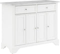 Crosley Furniture Avery Rolling Kitchen Island Storage Cart with Shelves, Microwave Stand, Coffee Bar, Distressed White
