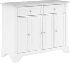 Crosley Furniture Avery Rolling Kitchen Island Storage Cart with Shelves, Microwave Stand, Coffee Bar, Distressed White