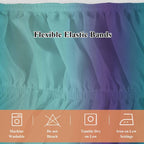 Teal Purple Ombre Bed Skirt King Size 18 Inch Drop, Wrap Around Bed Skirts, Modern Art Abstract Aesthetics Elastic Bedskirt Pleated Bed Frame Cover Luxurious Dust Ruffle for King Bed