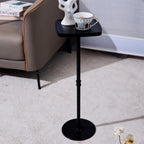 Drink Table, Small Pedestal Side Table, Cocktail Martini Tables Drink Stand, Modern Square Tiny Accent End Table with Metal Base for Small Spaces Living Room Bedroom Office Bar (Black)
