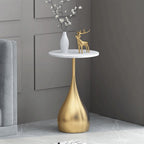 Center Table Metal Round Coffee Table Sofa Side Small for Living Room Bedroom Milk Tea Shop Storage Shelf(Gold)