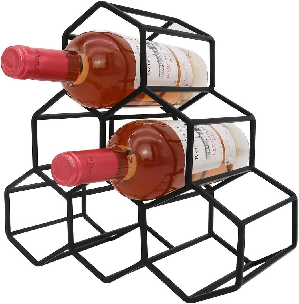 Godinger Wine Rack, 6 Wine Bottle Storage Holder, Metal Countertop Stand for Wine Bottles
