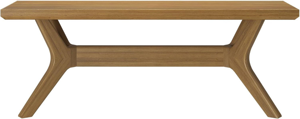 Plank+Beam Verso 48 Inch Modern Dining Bench, Pine Wood, Cross-Leg Base, Pecan
