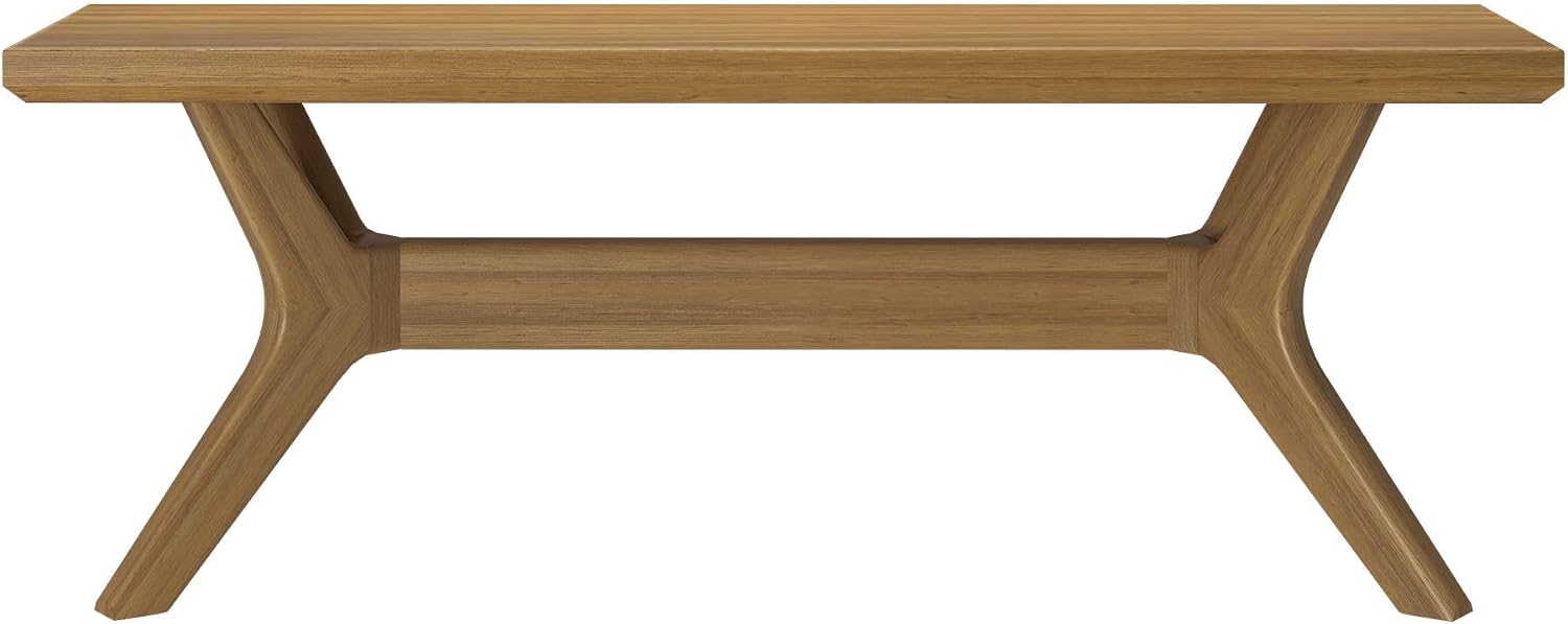 Plank+Beam Verso 48 Inch Modern Dining Bench, Pine Wood, Cross-Leg Base, Pecan