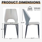 Upholstered Dining Chairs Set of 2, Modern PU Leather Dining Room Kitchen Side Chair with Padded Seat and Metal Legs Restaurant/Cafe,Light Grey