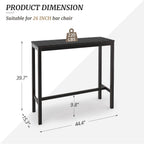 Cozyman Outdoor Bar Table, 45" Patio Bar Height Counter Console Table, Black Waterproof HDPS Slatted Top and Bronze Leg, Weather Resistant, Hot Tub, Balcony, Yard, Indoor or Outdoor Use