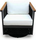 East Green Linden Teak and Aluminum Patio Swivel Chair with Cushions - Weather-Resistant Outdoor Seating