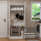 Madesa Kitchen Pantry Storage Cabinet with 2 Doors, Ample Shelf and Hanging Space 31 Inch Utility Armoire Organization Unit - White